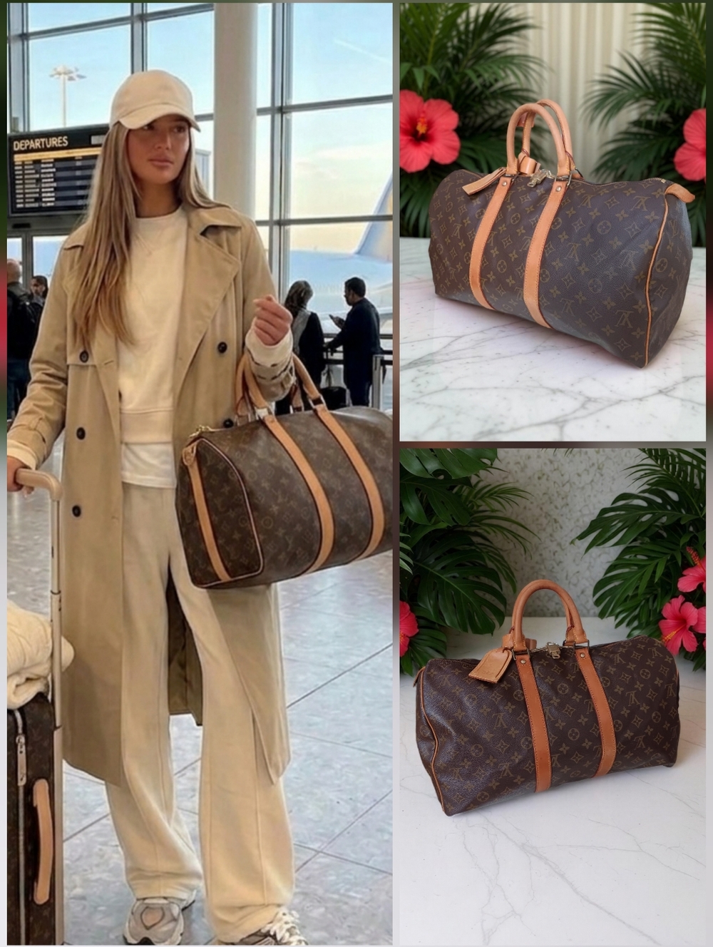 Louis Vuitton Monogram Keepall 45 Travel Duffle Bag Vintage ✨ Lock & Key